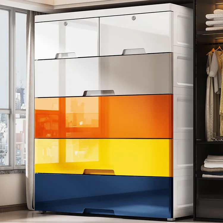 75-100cm宽度抽屉式收纳柜子塑料储物柜整理柜特大号组装儿童衣柜