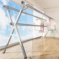 不锈钢晾衣架落地折叠室内外家用晒衣架阳台伸缩晾衣杆晒被子神器
