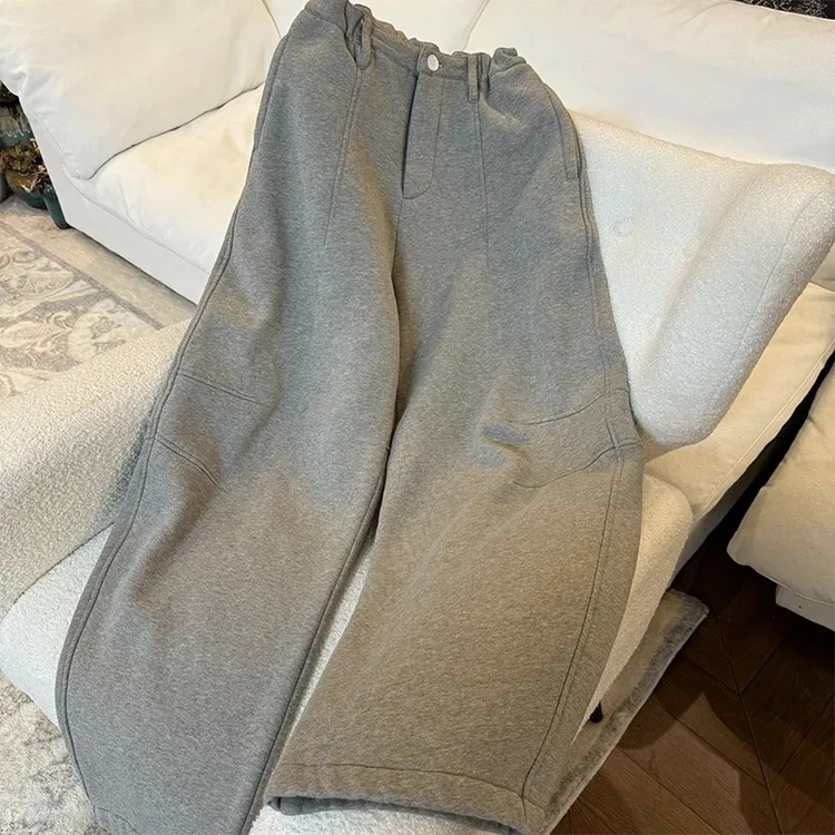 木船弧线弯刀加绒裤（裤长统一102）休闲显瘦百搭复古宽松垂感