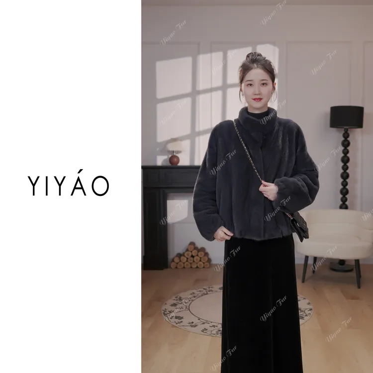 YIYAO | “小岛来信”短款水貂皮草芬兰进口短二貂皮大衣外套女整貂