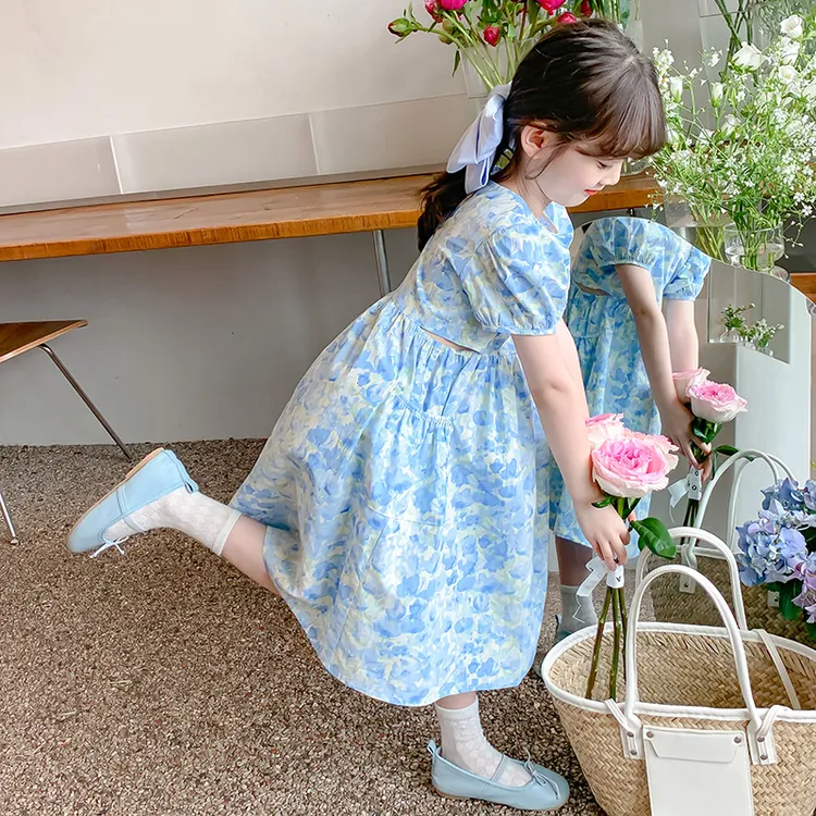 女童连衣裙夏款洋气2024新款儿童裙子纯棉韩版女孩碎花公主裙薄款