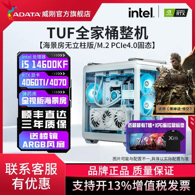 黑神话悟空整机 威刚×TUF i5 14600K RTX4060TI 游戏DIY台式主机