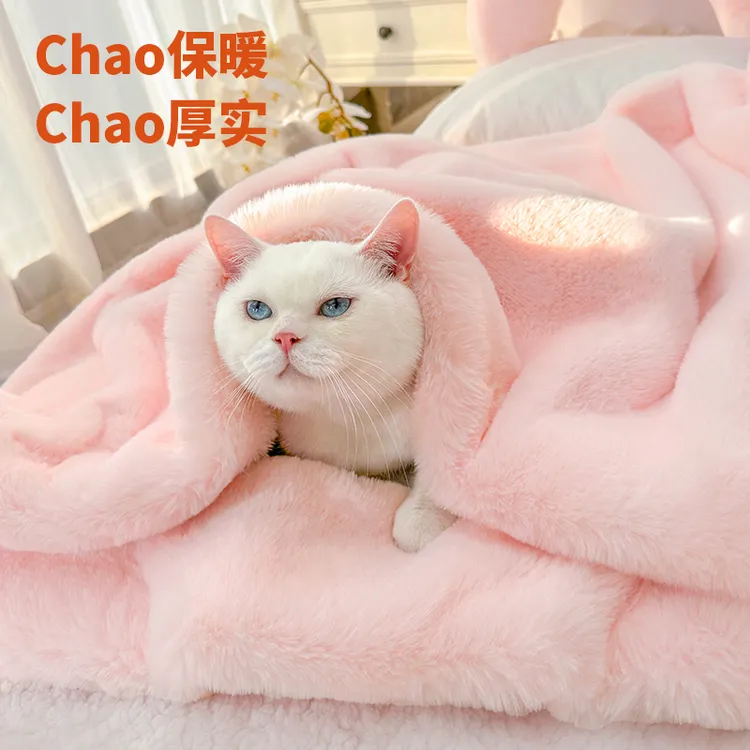 加厚保暖兔绒宠物毛毯猫咪专用小毯子猫被子冬天猫猫睡觉垫子冬季