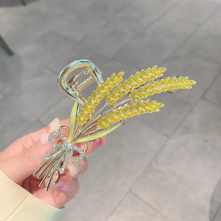 铜合金发饰轻奢高级感麦穗发夹头饰发夹抓夹鲨鱼夹女