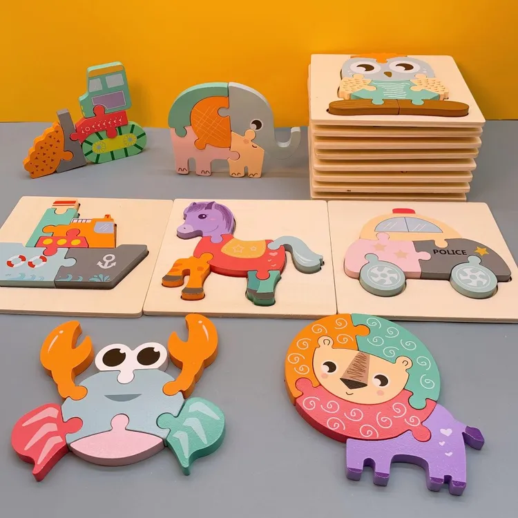 婴幼儿童早教木质立体拼图1-2-3岁宝宝益智力开发玩具男女孩动脑