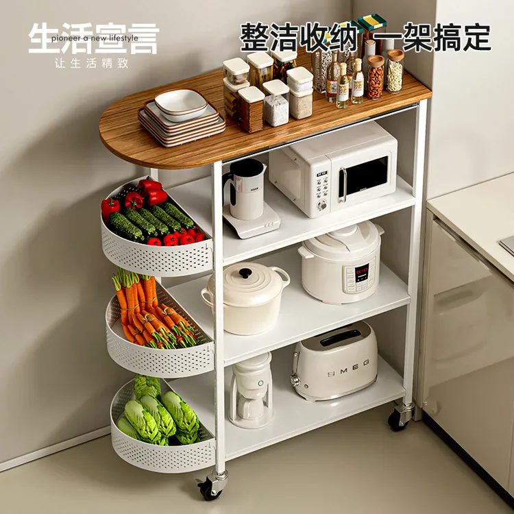 生活宣言厨房置物架落地多层家用多功能小推车收纳架子餐边储物架