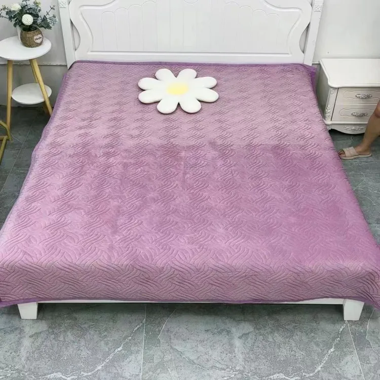 2*2.3冬季牛奶绒不跑床不滑床绗缝加厚双面亲肤多功能加大床盖