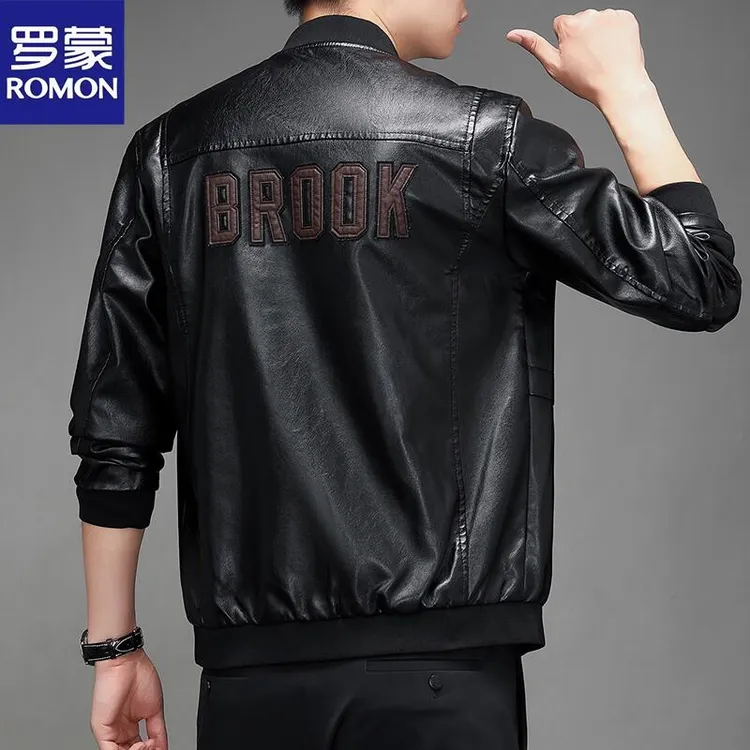 罗蒙正品海宁皮衣男士薄款潮流帅气外套2024新款休闲春秋季皮夹克