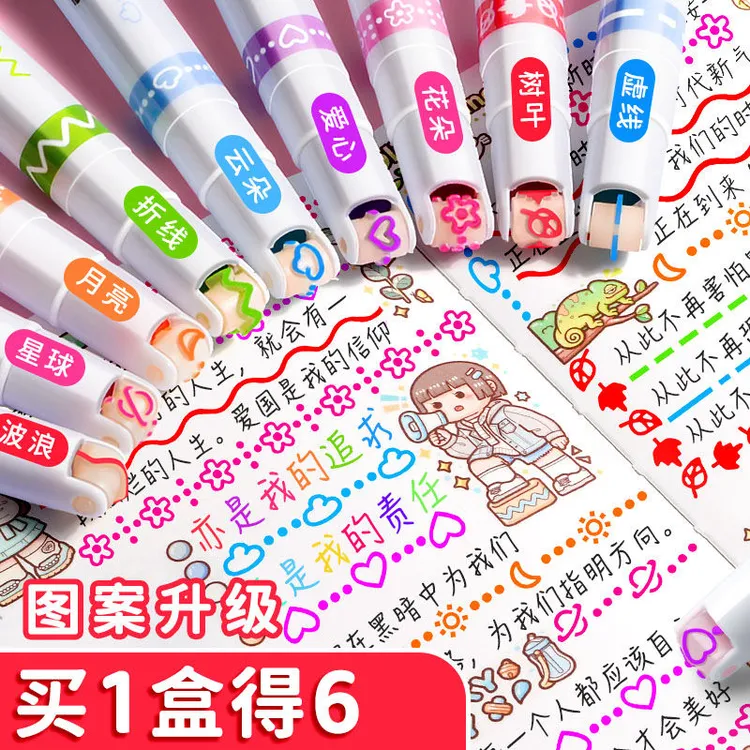 轮廓曲线笔手账笔 标记笔重点学生记号笔2