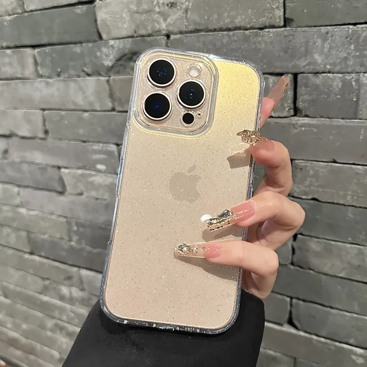 适用于苹果16promax手机壳新款高级感闪粉透明iPhone17硅胶15简约