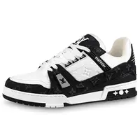 全新未使用 LouisVuitton/路易威登 Trainer板鞋男女同款白黑牛仔