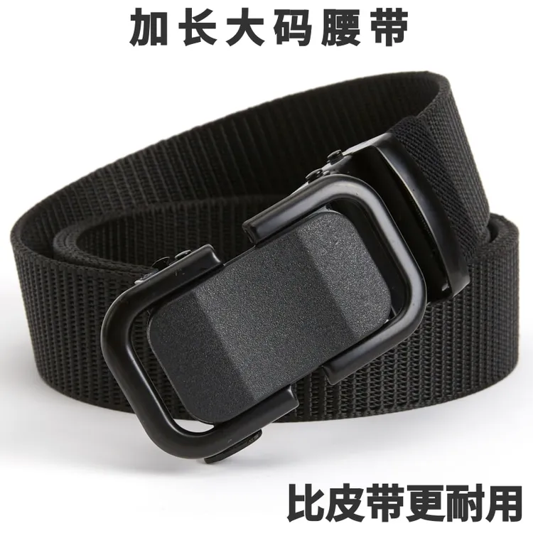 加长男士自动扣帆布腰带休闲百搭耐用编织学生军训大码尼龙腰带