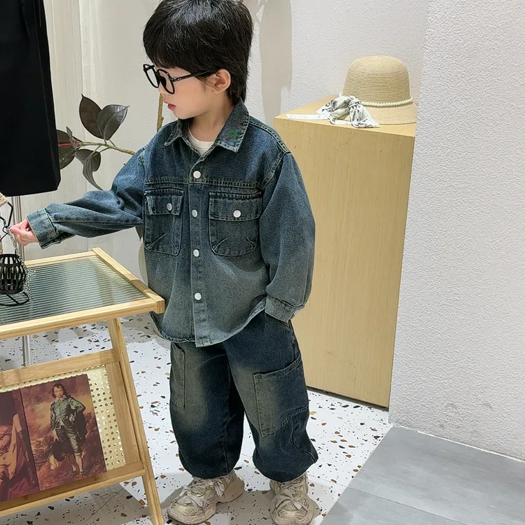 男童牛仔套装长袖男童洋气时尚休闲牛仔小童帅气韩版春秋款秋季新