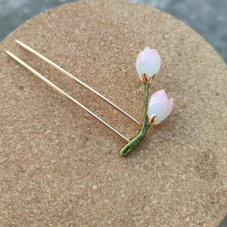 古风花朵手工发簪日常丸子头发簪子简约古典百搭新中式发饰