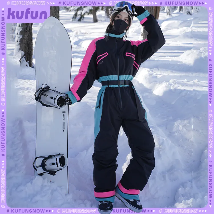 酷峰2024新款复古棒球风连体滑雪服专业小众雪衣雪裤单板双板男女