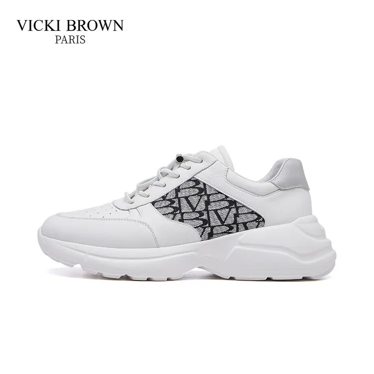 VICKI BROWN X法国品牌男鞋时尚印花 高档休闲鞋白色增高休闲鞋