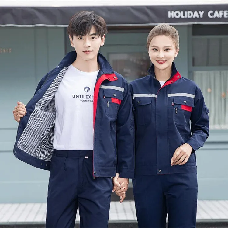 双层秋冬季内衬工作服套装男加厚定制长袖耐磨工厂工地汽修劳保服