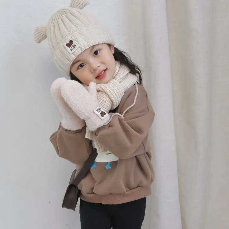 秋冬儿童针织帽保暖防风护耳帽男女宝宝