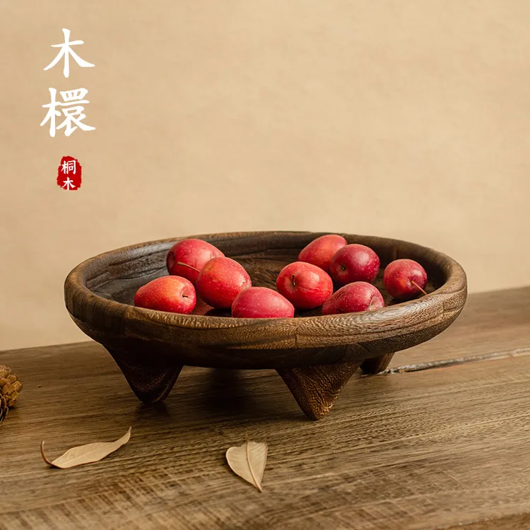 实木托盘诧寂风水果盘坚果零食收纳盘茶道零配中式复古喝茶小盘子