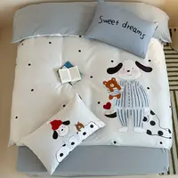小狗觉觉  磨毛100支(50*50) 卡通数码印花纯棉舒适透气床品套件