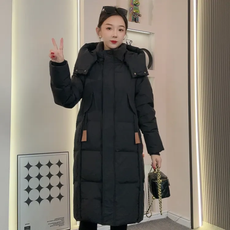 [反季福利大促销]修身显瘦简约百搭长款羽绒服外套女-3