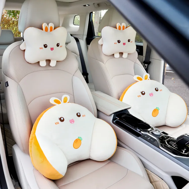 新款汽车头枕网红车用靠垫护颈枕一对车枕座椅腰靠枕可爱四季通用