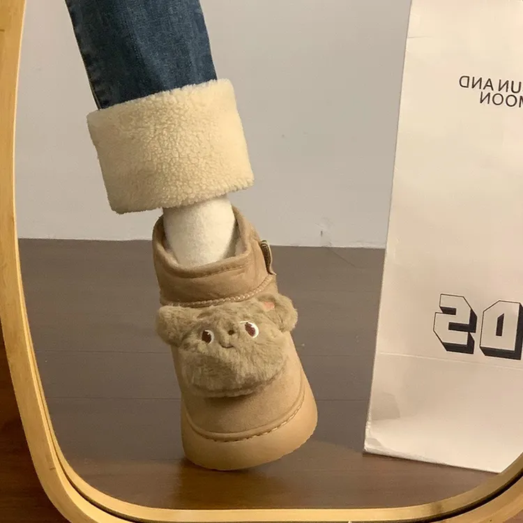冬季外穿厚底保暖雪地靴女士2025新款厚底增高百搭加绒加厚棉鞋女