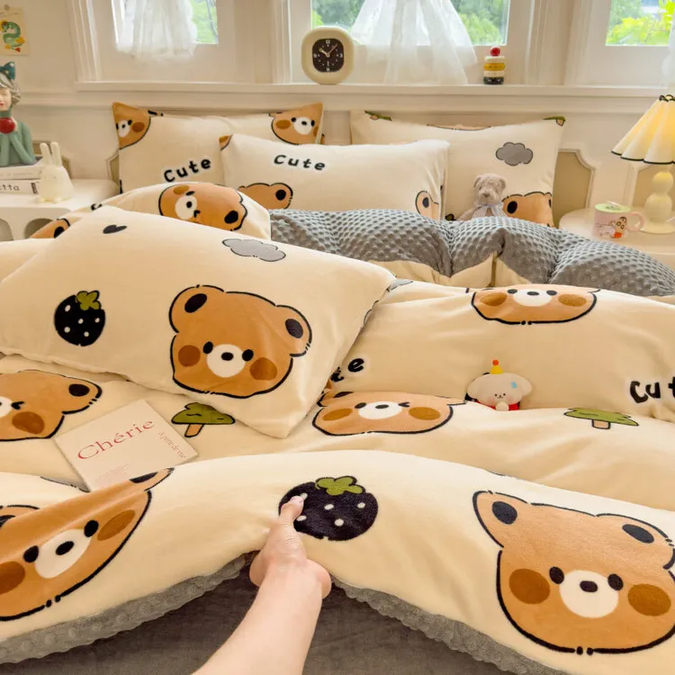 牛奶绒豆豆绒被套单件冬季被单加厚宿舍单人150x200x230被罩加绒3