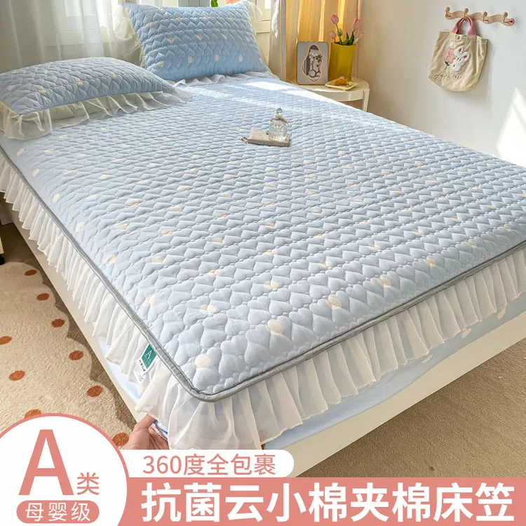 花边夹棉床笠单件床罩床套罩保护罩防滑1.5米家用磨毛A类四季通用