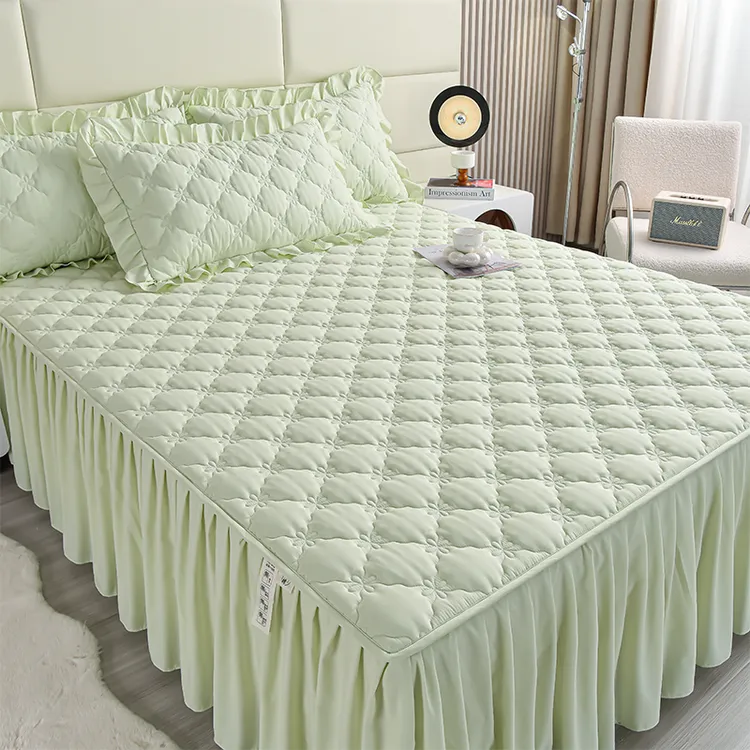 韩版加厚夹棉床裙单件床罩床笠罩裙罩床公主风最新款四季通用防滑