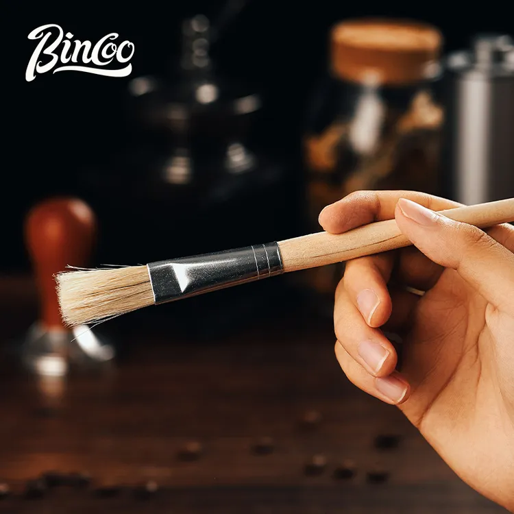 Bincoo磨豆机清洁毛刷 原木手柄清洁刷咖啡机用咖啡店粉清理刷子