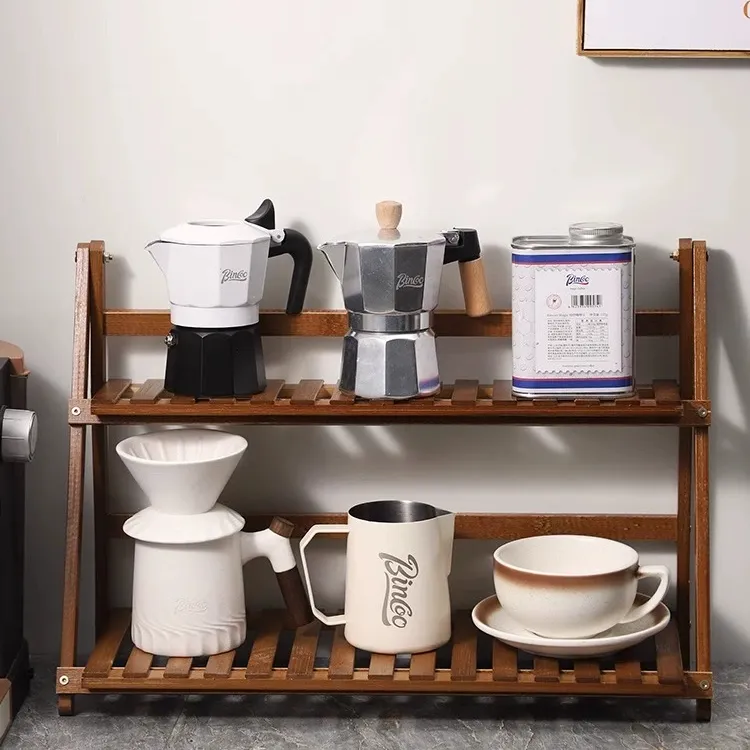 Bincoo双层咖啡器具收纳架家用收纳置物架吧台工具咖啡杯收纳架