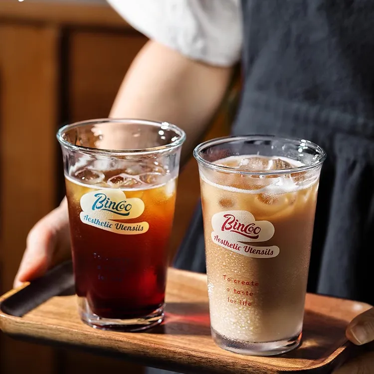Bincoo高硼硅玻璃水杯美式玻璃杯茶杯透明家用简约网红创意大容量