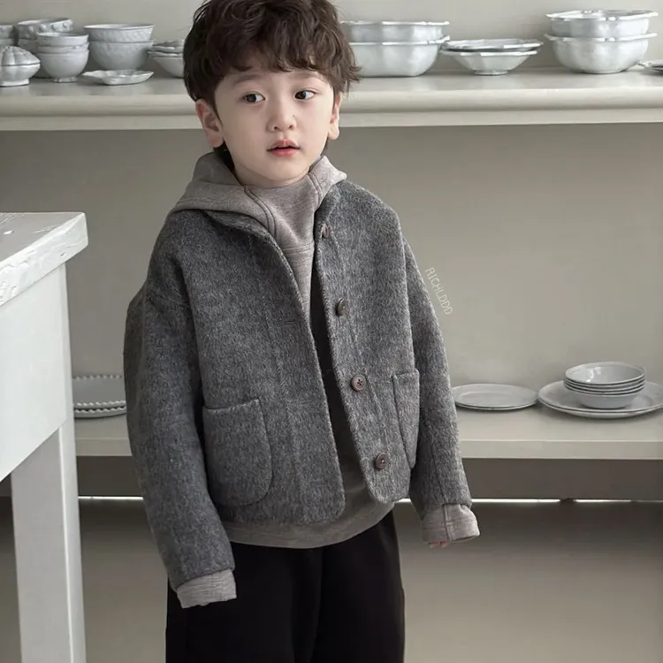 男童秋冬季外套2024新款男女宝宝时尚洋气毛呢上衣套装休闲帅气潮