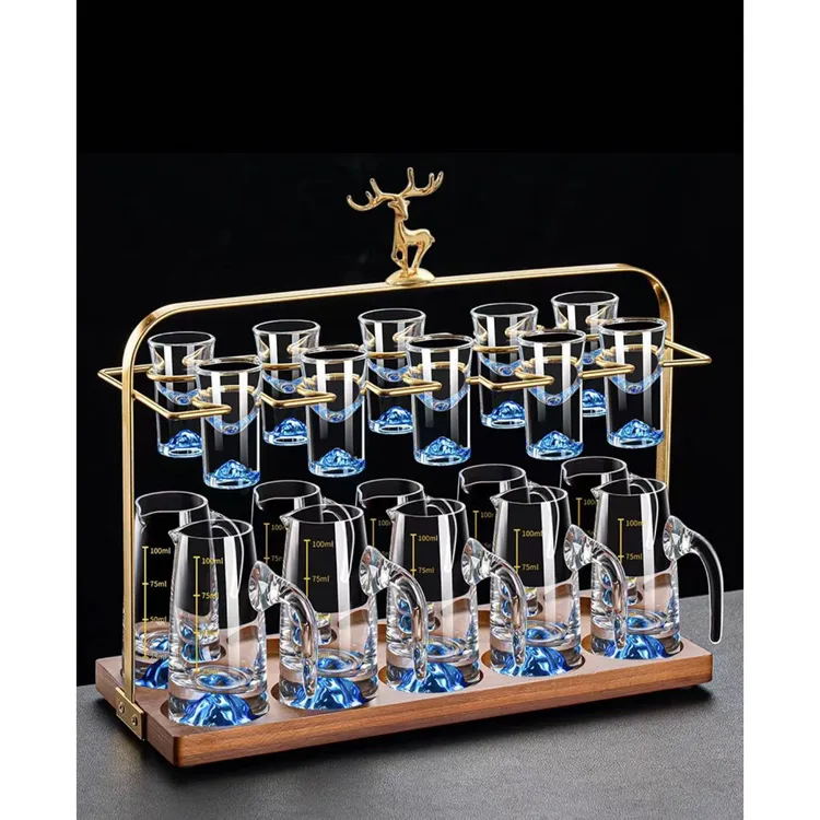 高档白酒杯家用玻璃蓝山酒杯套装中式创意烈酒杯无铅晶莹子弹杯