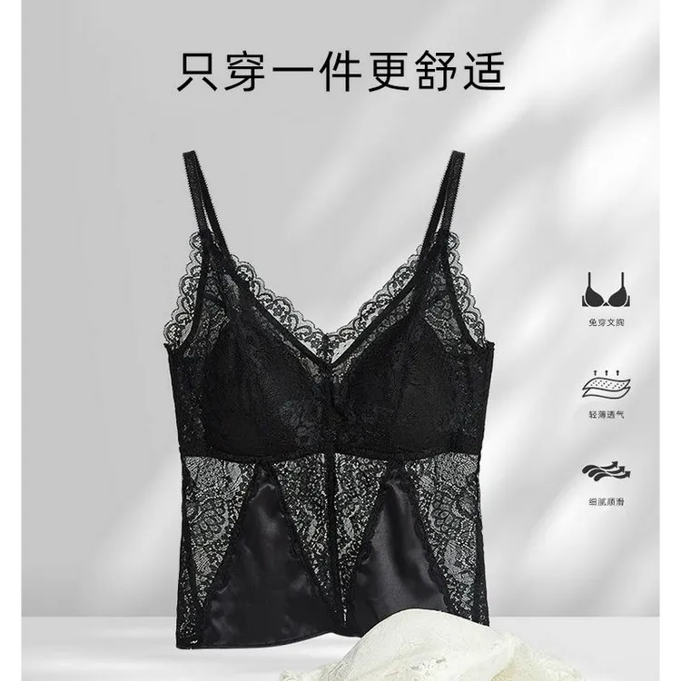 一体式网红免穿蕾丝美背文胸女性感聚拢胸罩背心吊带轻薄透气1056