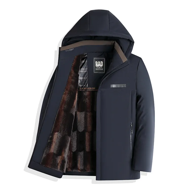 【可脱卸帽】罗宾汉棉服男士中老年中长款加厚保暖冬季棉袄外套871