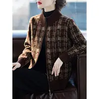 恒源祥彩羊妈妈秋冬短款外套女秋装中老年人洋气质夹克时尚休闲加