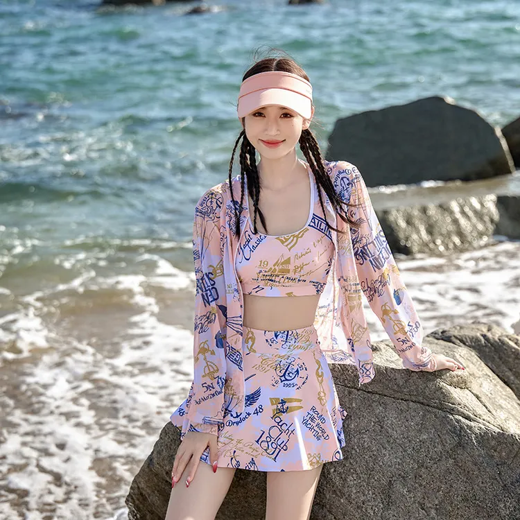 美亦舒海滩海边夏季游泳防晒遮肚子泳衣女款大码女式女士新款女装