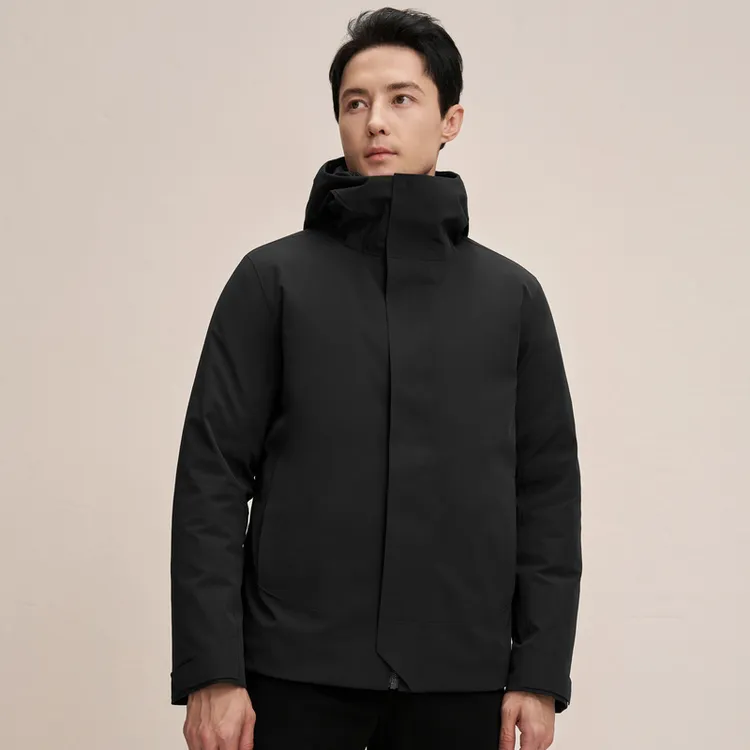 EMZ 鄂尔多斯【顺滑保暖】秋冬男士中长款商务休闲鹅绒羽绒服连帽