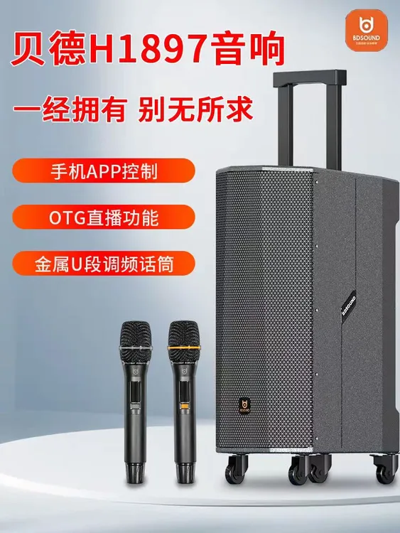 贝德别无所求大功率重低音户外移动蓝牙优盘直播K歌演出跳舞音响