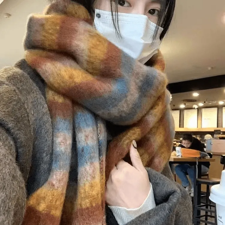 新款美拉德风围巾女冬季高级氛围感韩版百搭披肩加厚保暖情侣围脖