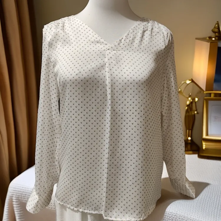 古着日制春夏中古混纺花色文艺田园风衬衣女气质长袖洋气时尚