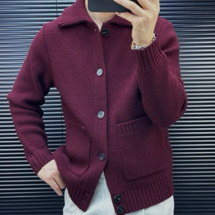 男士新款羊毛开衫针织混纺.休闲冬季加厚复古羊毛衫