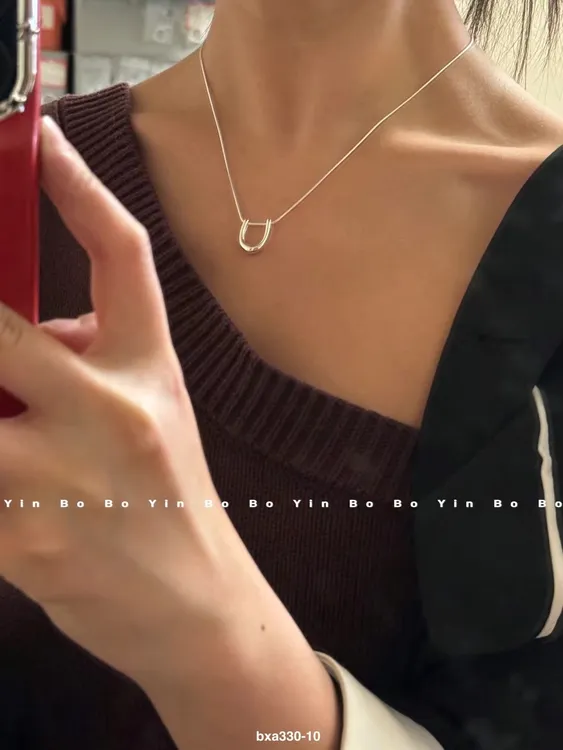坠链均925银 S925纯银项链 设计感十足简约大方时尚秋冬款U型项链