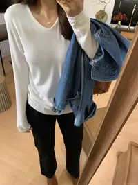 软糯巨舒服U领秋季冬季内搭显瘦纯色打底衫
