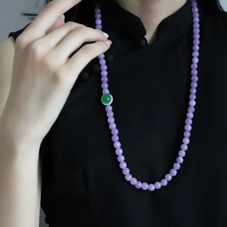 铜合金项链 冰冰同款新中式长款手工串珠高级感复古轻奢国风项链