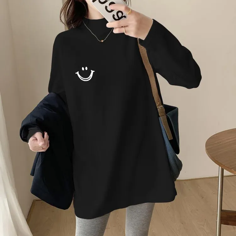 2024.秋冬季双面德绒打底衫女新款韩版半高领百搭宽松洋气长袖t恤