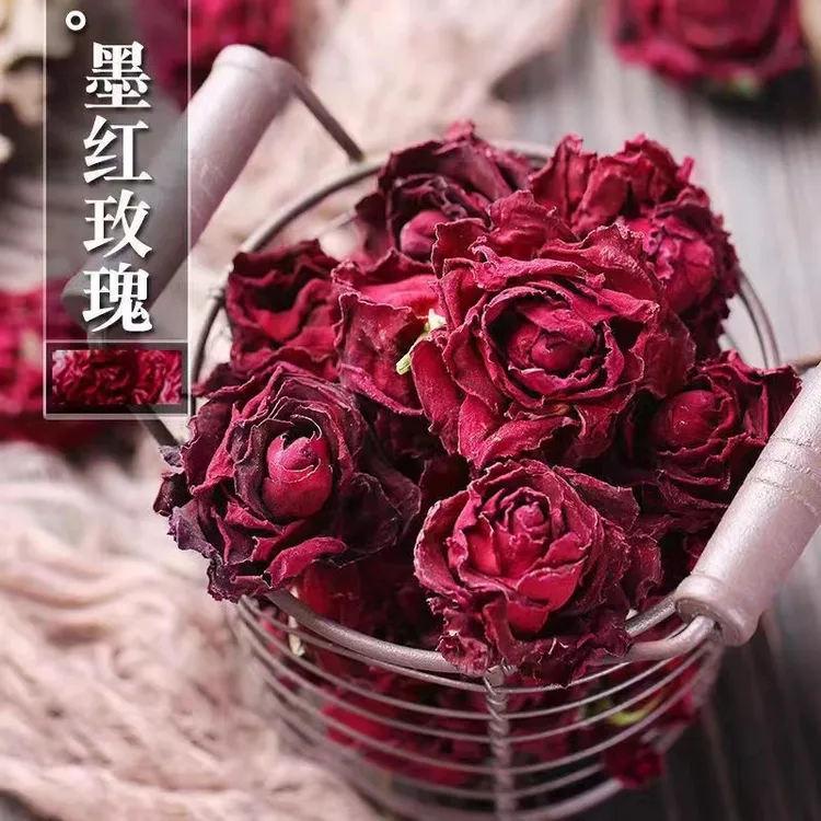 云南墨红玫瑰花茶大朵玫瑰花冠泡水食用干玫瑰重瓣玫瑰