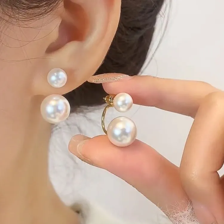 【925银针】正品白色珍珠耳饰2025年火爆款大气珍珠耳圈